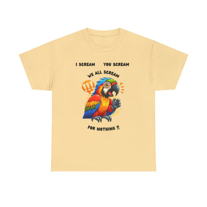 Macaw screaming Unisex Heavy Cotton Tee, macaw t shirt, fun parrot t shirt