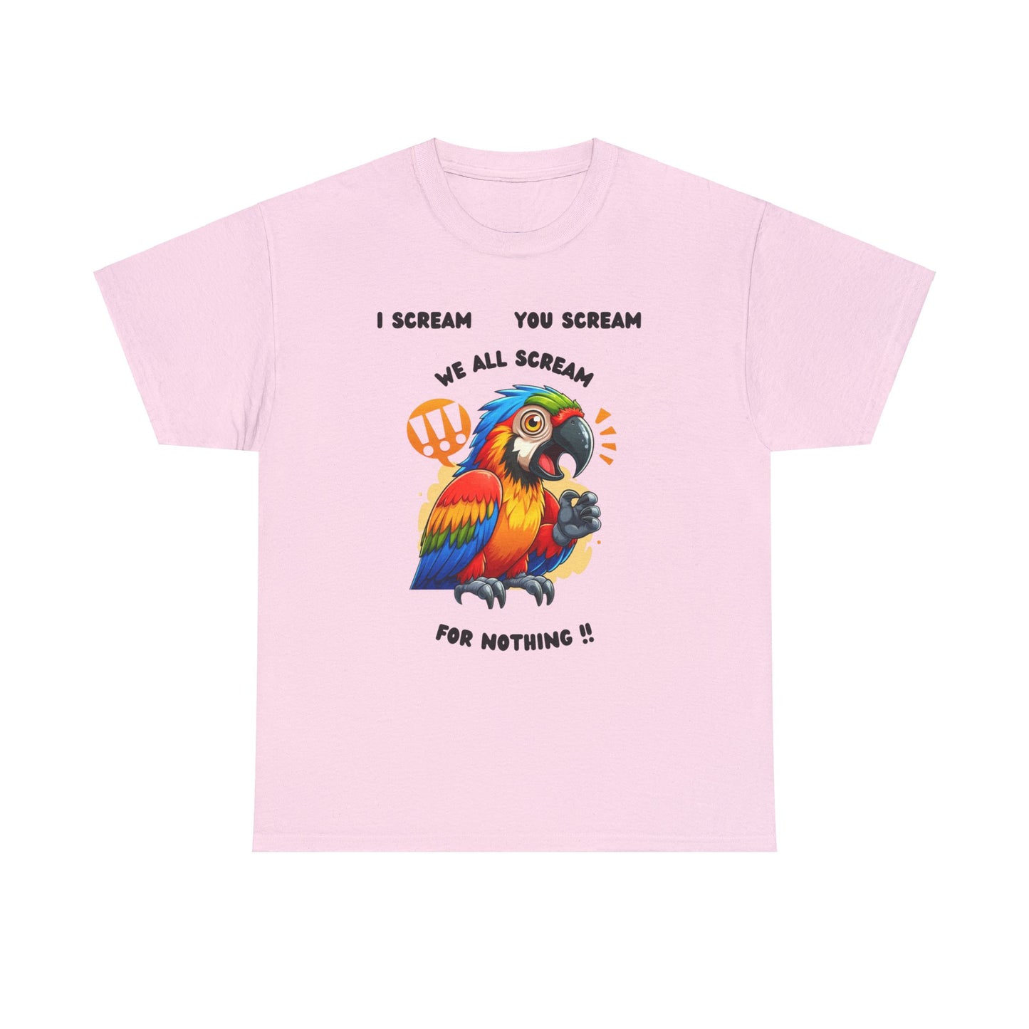 Macaw screaming Unisex Heavy Cotton Tee, macaw t shirt, fun parrot t shirt