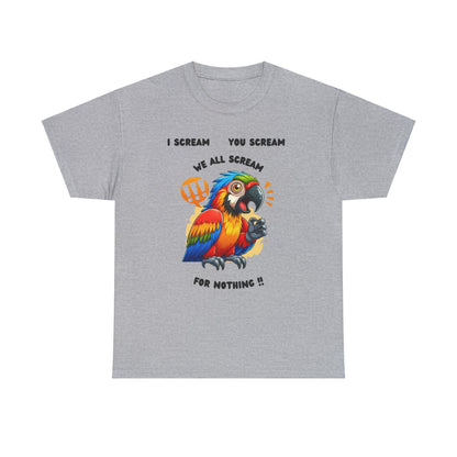 Macaw screaming Unisex Heavy Cotton Tee, macaw t shirt, fun parrot t shirt