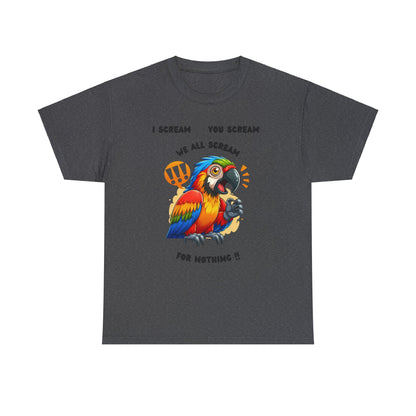 Macaw screaming Unisex Heavy Cotton Tee, macaw t shirt, fun parrot t shirt