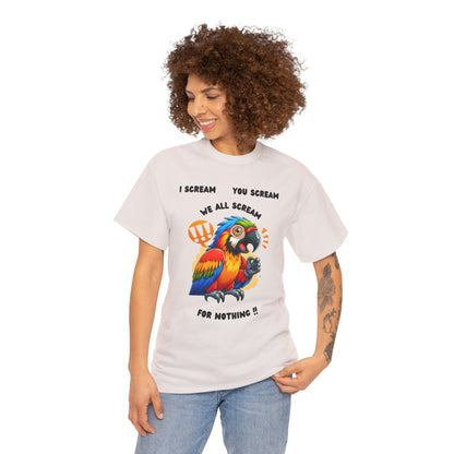 Macaw screaming Unisex Heavy Cotton Tee, macaw t shirt, fun parrot t shirt