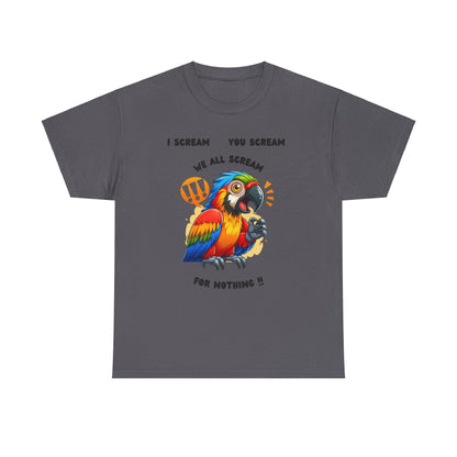 Macaw screaming Unisex Heavy Cotton Tee, macaw t shirt, fun parrot t shirt