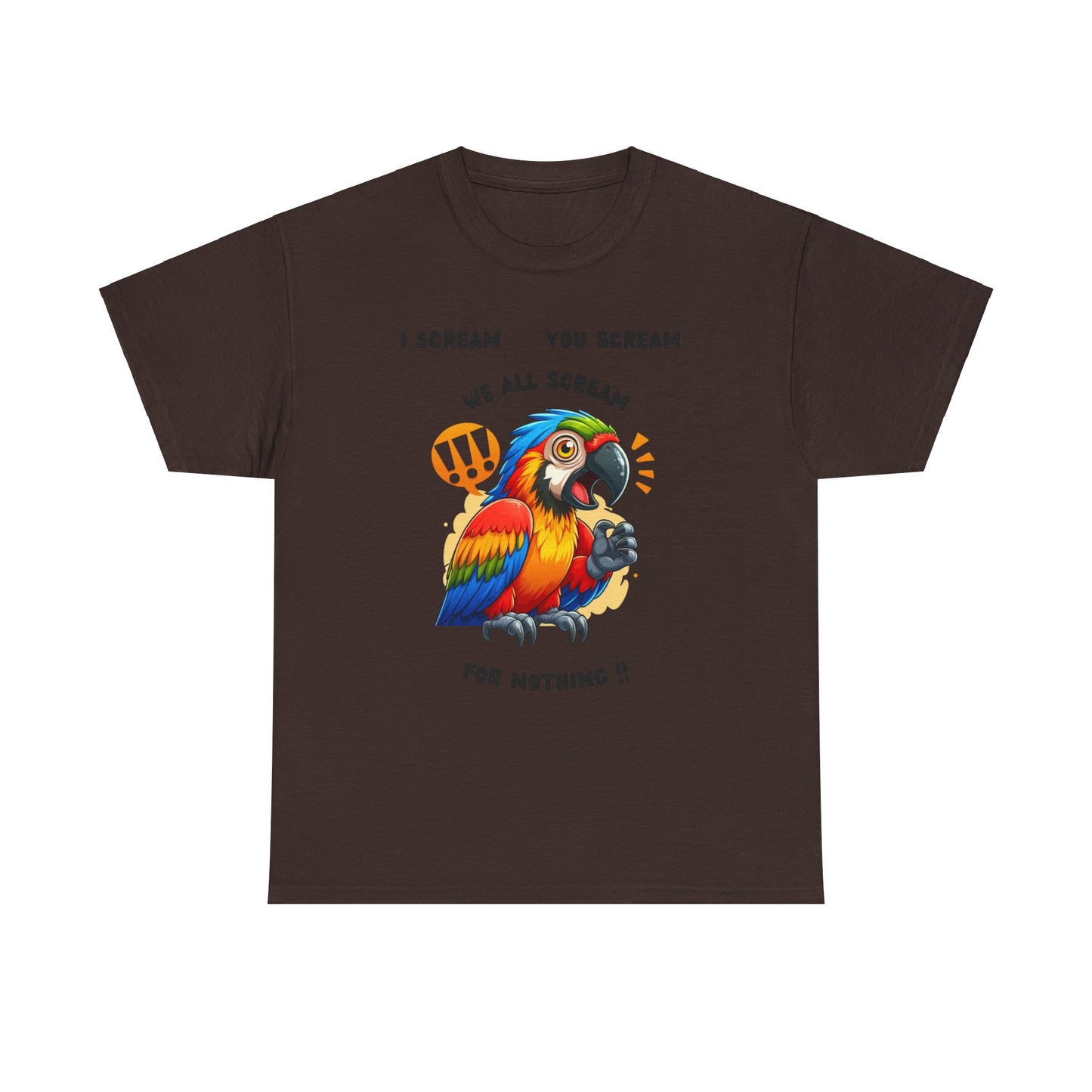 Macaw screaming Unisex Heavy Cotton Tee, macaw t shirt, fun parrot t shirt