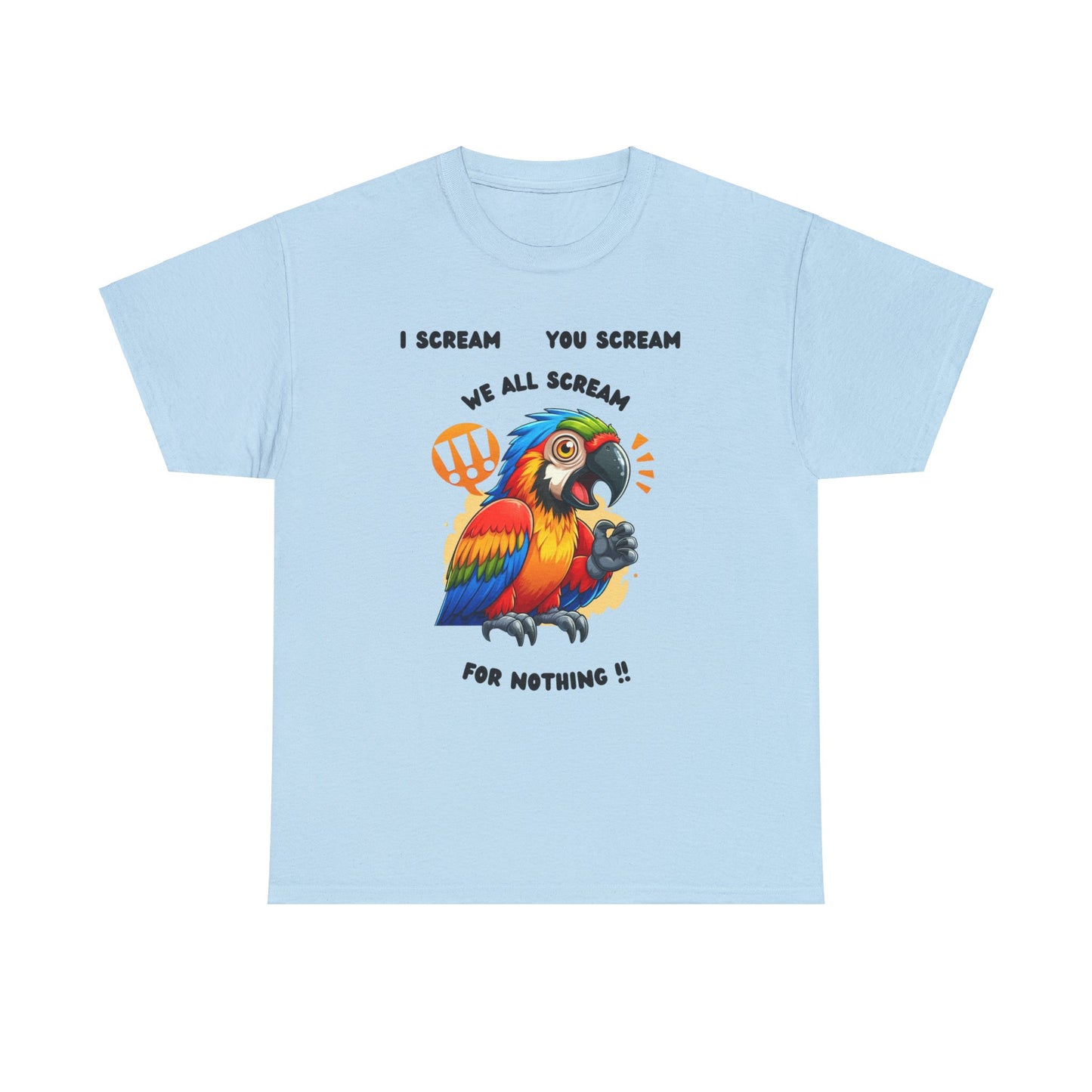 Macaw screaming Unisex Heavy Cotton Tee, macaw t shirt, fun parrot t shirt