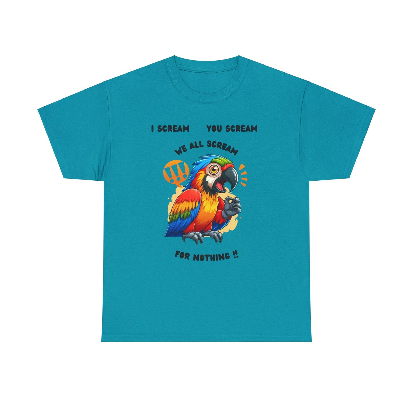 Macaw screaming Unisex Heavy Cotton Tee, macaw t shirt, fun parrot t shirt