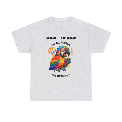 Macaw screaming Unisex Heavy Cotton Tee, macaw t shirt, fun parrot t shirt