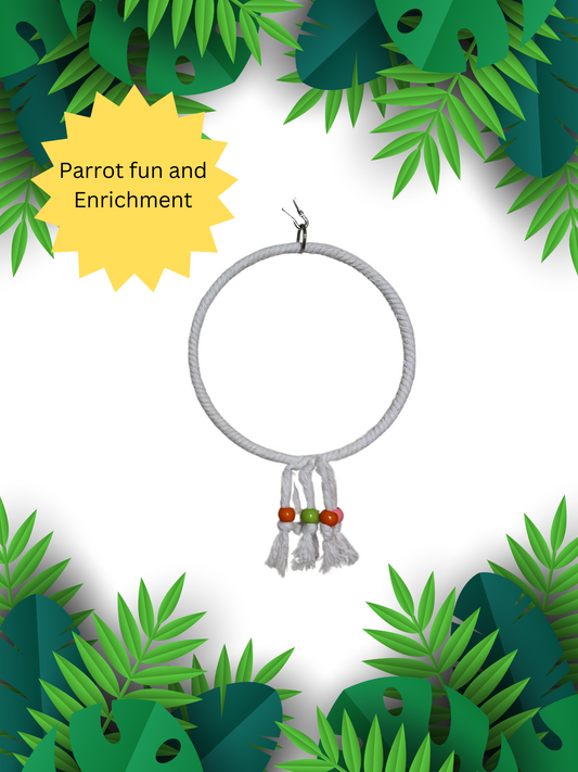 Round bird swing for smaller sized birds such as parakeets, cockatiels, lovebirds, conures and liked sized birds