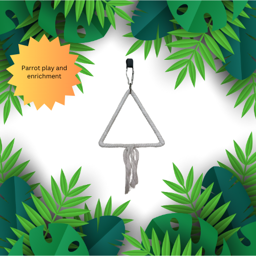 Triangle cotton bird swing for our smaller feathered friends such as parakeets, lovebirds, finches and liked sized birds