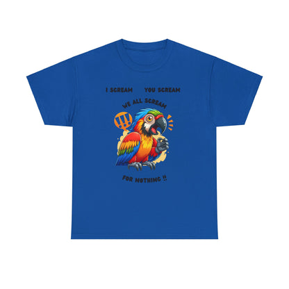 Macaw screaming Unisex Heavy Cotton Tee, macaw t shirt, fun parrot t shirt