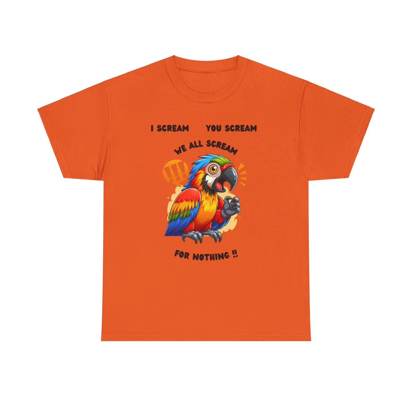 Macaw screaming Unisex Heavy Cotton Tee, macaw t shirt, fun parrot t shirt