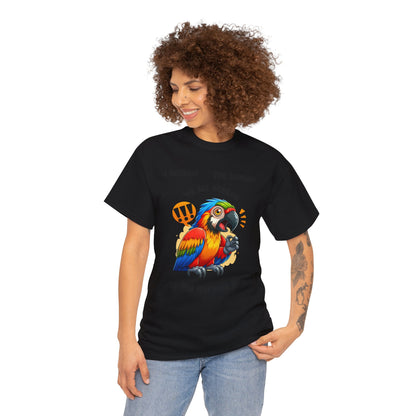 Macaw screaming Unisex Heavy Cotton Tee, macaw t shirt, fun parrot t shirt