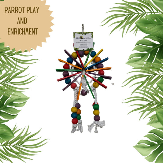 Wooden Bead Wheel Parrot Toy for Medium Sized Parrots