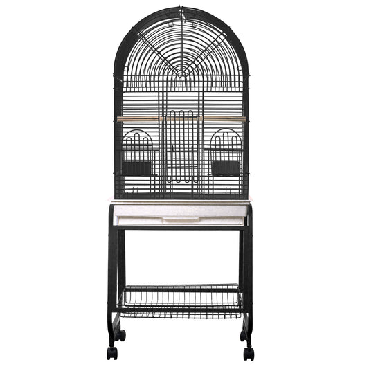 Bird Cage, Opening Dome Top, Plastic Base, and Removable Metal Stand 22" X 17" X 58"