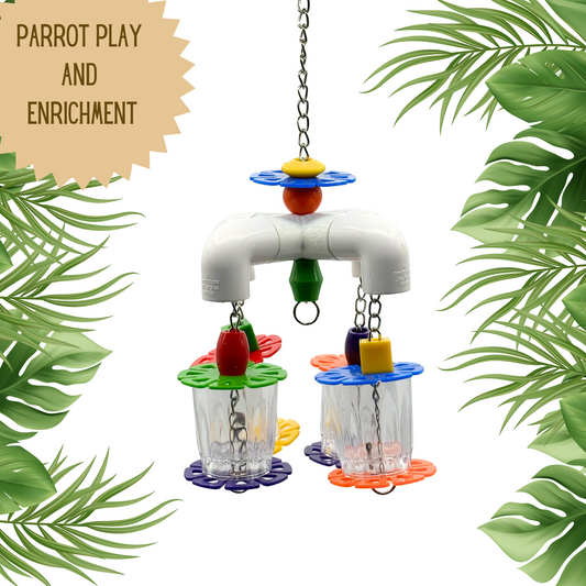 Foraging cups for small to medium sized parrots, conures, african greys, small cockatoos, ecltectus, ringnecks and liked sized parrots. Enrichment and foraging for our feathered friends