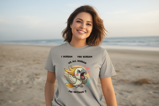 Cockatoo screaming Unisex Heavy Cotton Tee, cockatoo tee, parrot tee